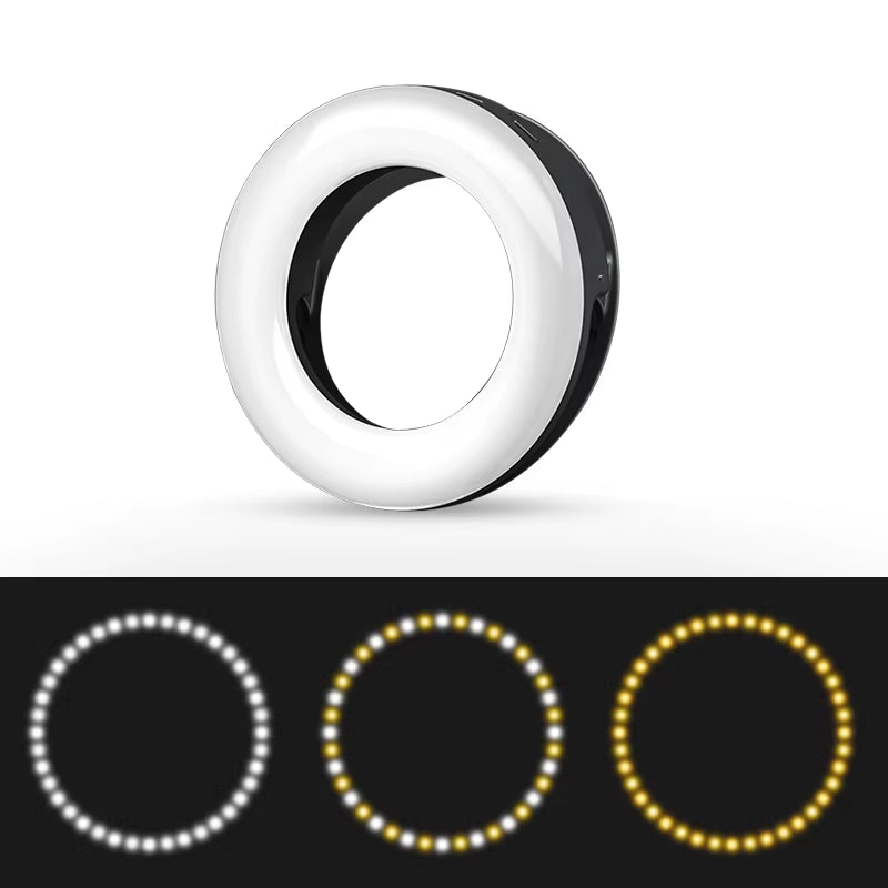 Portable LED Selfie Ring Light Flash for Mobile Phone Laptop Fill Light for Youtube VK Video USB Rechargeable Clip Ring Lamp