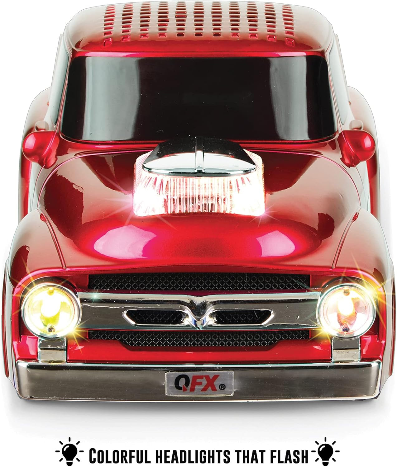 Bluetooth 1956 Pickup Truck Replica Speaker, 3-Inch Speakers, Hands Free Link, Built-In Microphone, FM Radio and LED Party Lights, Red - BT-1956 RD