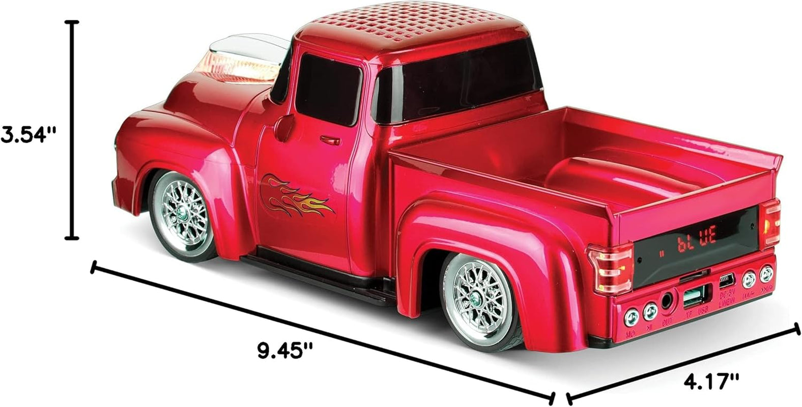 Bluetooth 1956 Pickup Truck Replica Speaker, 3-Inch Speakers, Hands Free Link, Built-In Microphone, FM Radio and LED Party Lights, Red - BT-1956 RD