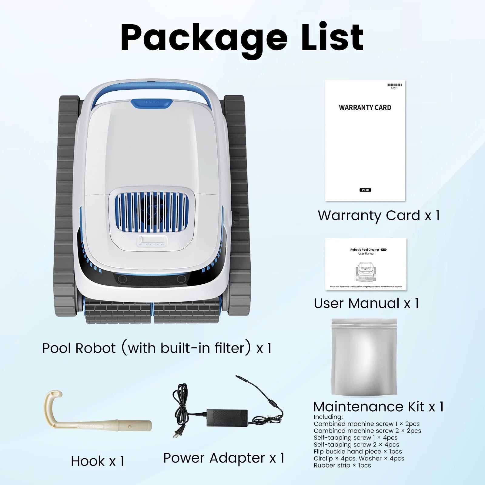 PC10 Cordless Robotic Pool Vacuum Cleaner, Wall-Climbing Pool Robot Vacuum