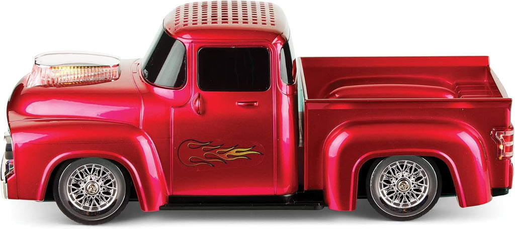 Bluetooth 1956 Pickup Truck Replica Speaker, 3-Inch Speakers, Hands Free Link, Built-In Microphone, FM Radio and LED Party Lights, Red - BT-1956 RD