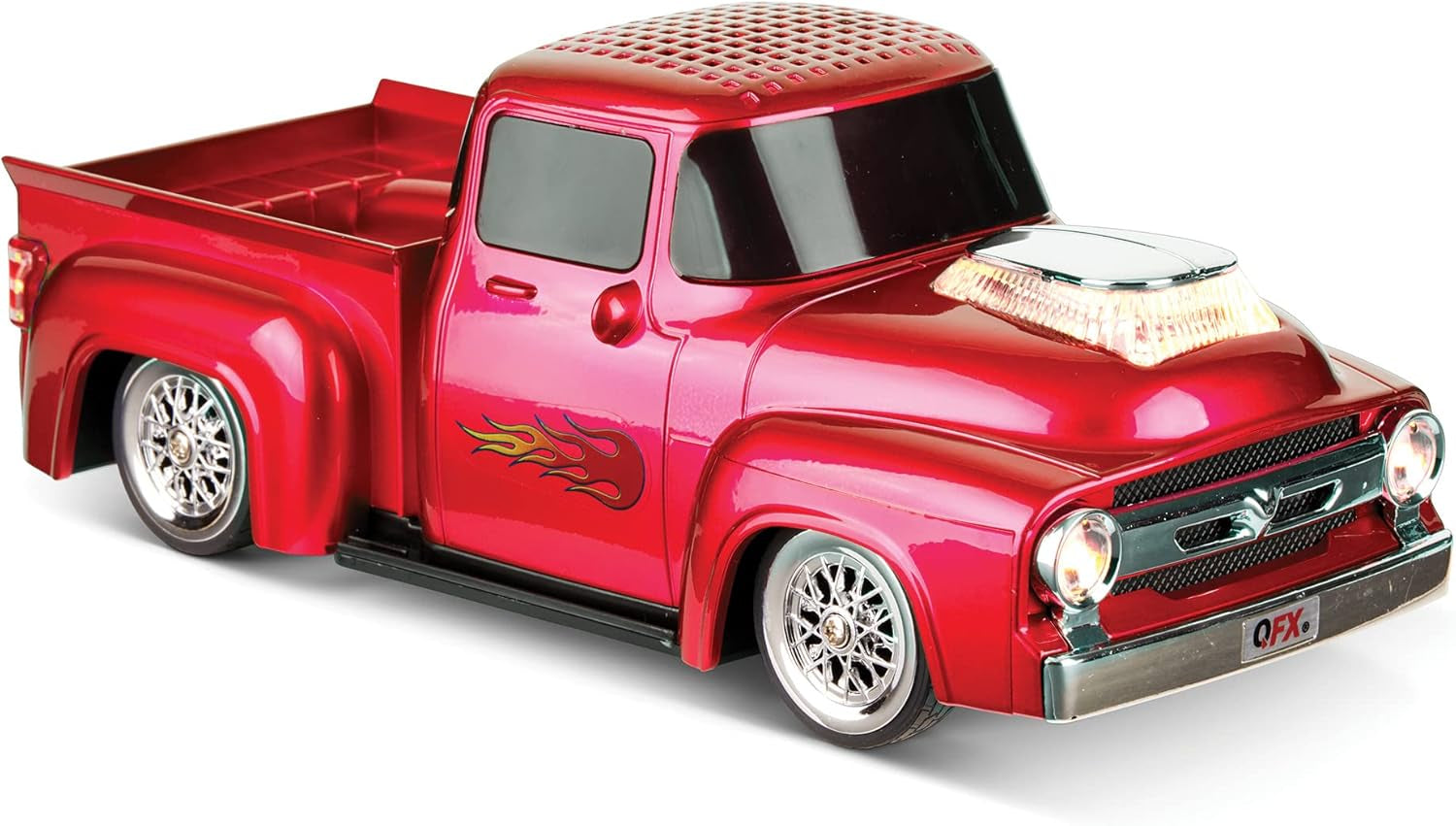 Bluetooth 1956 Pickup Truck Replica Speaker, 3-Inch Speakers, Hands Free Link, Built-In Microphone, FM Radio and LED Party Lights, Red - BT-1956 RD