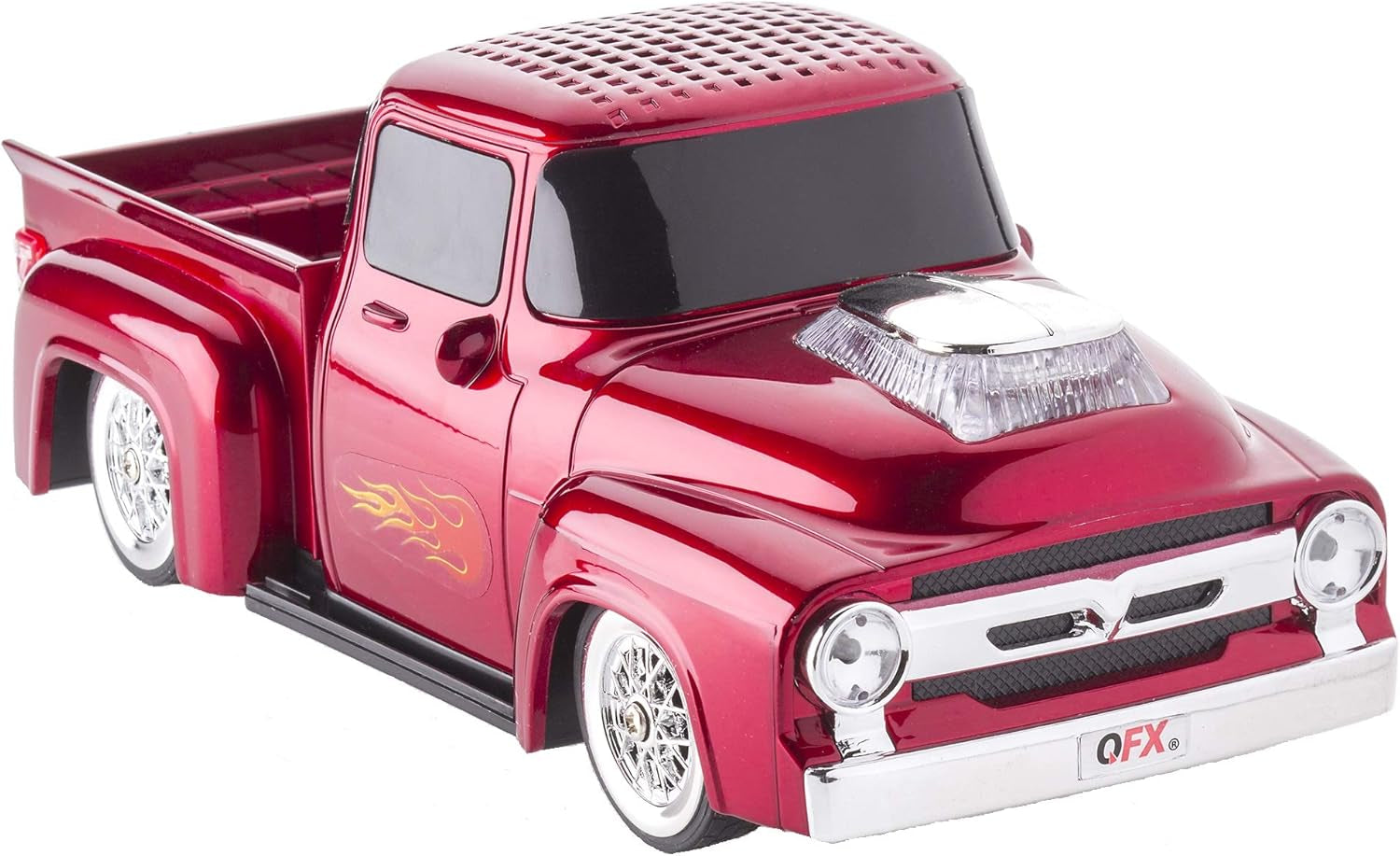 Bluetooth 1956 Pickup Truck Replica Speaker, 3-Inch Speakers, Hands Free Link, Built-In Microphone, FM Radio and LED Party Lights, Red - BT-1956 RD