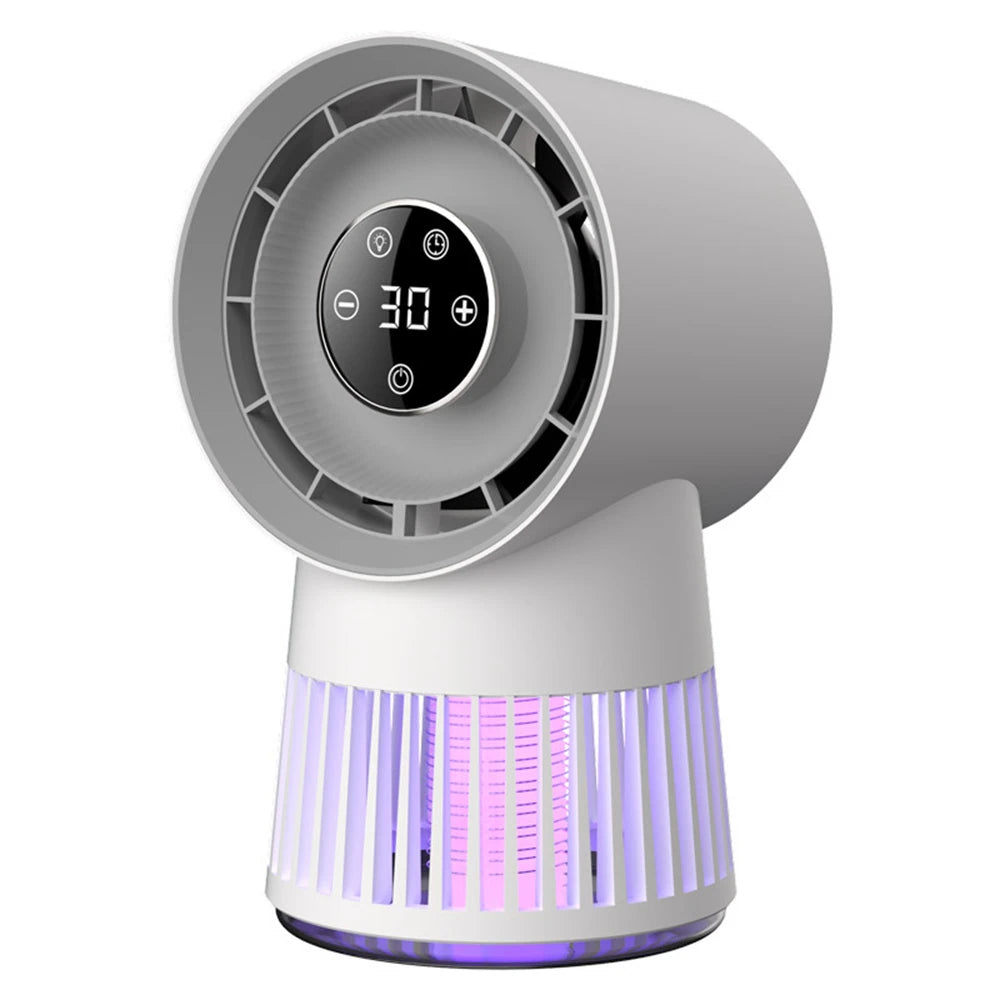 2-In-1 Mosquito Killing Mini Desk Fan with 2400Mah Battery Electric Mosquito Killer USB Rechargeable Fan Night Lamp Home and Outdoor Camping