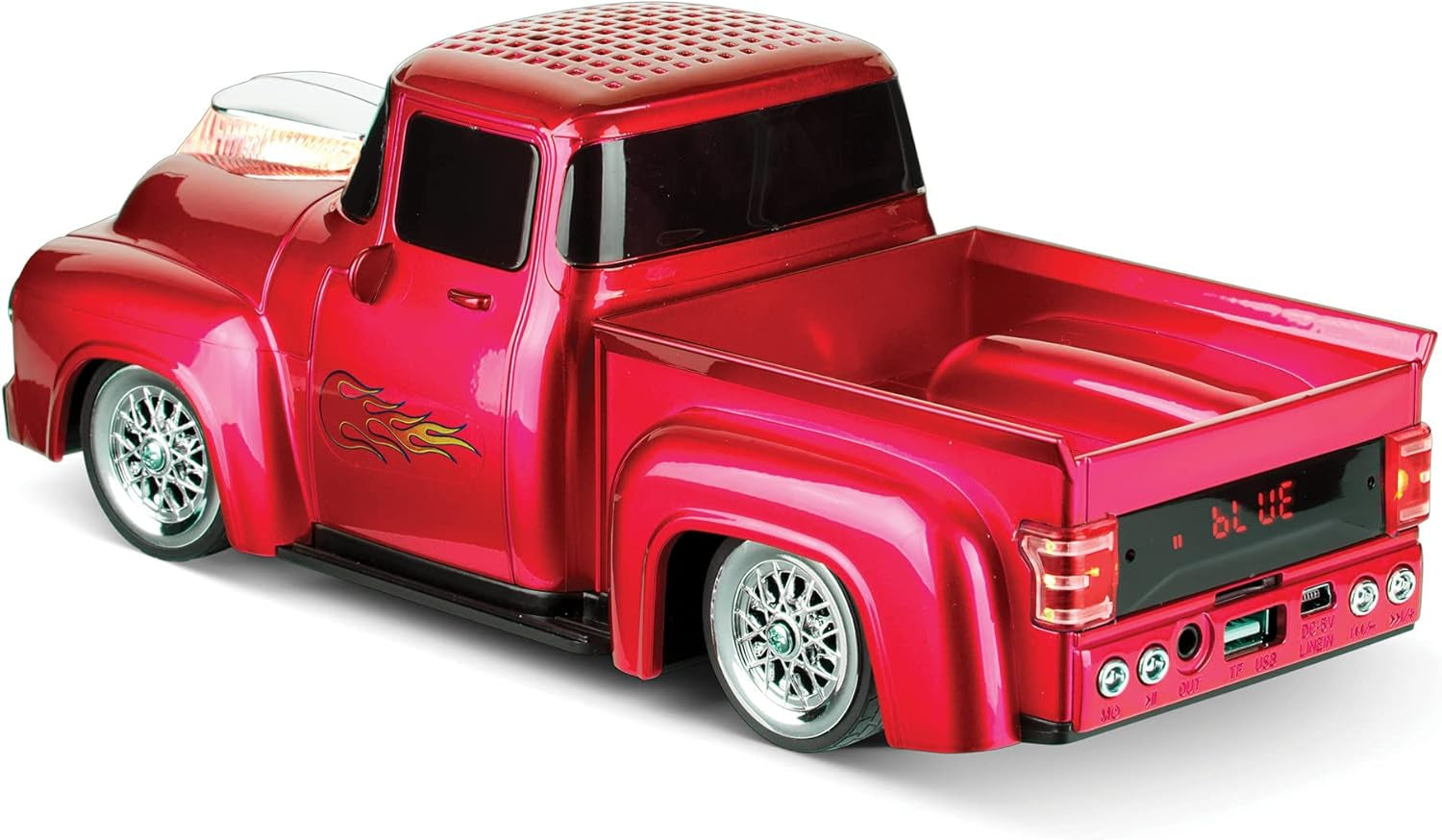 Bluetooth 1956 Pickup Truck Replica Speaker, 3-Inch Speakers, Hands Free Link, Built-In Microphone, FM Radio and LED Party Lights, Red - BT-1956 RD