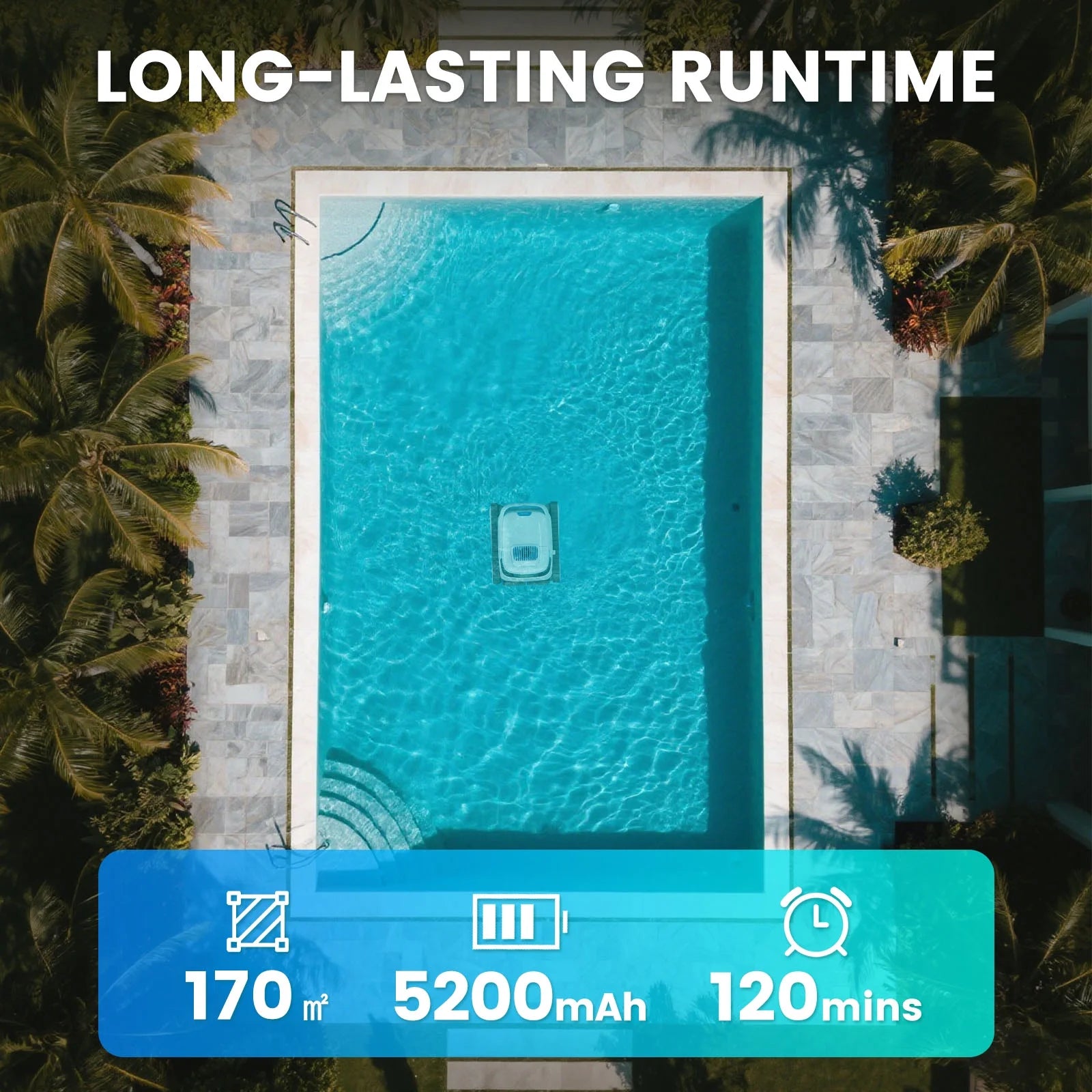 PC10 Cordless Robotic Pool Vacuum Cleaner, Wall-Climbing Pool Robot Vacuum