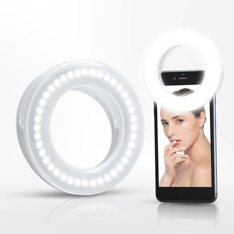 Portable LED Selfie Ring Light Flash for Mobile Phone Laptop Fill Light for Youtube VK Video USB Rechargeable Clip Ring Lamp