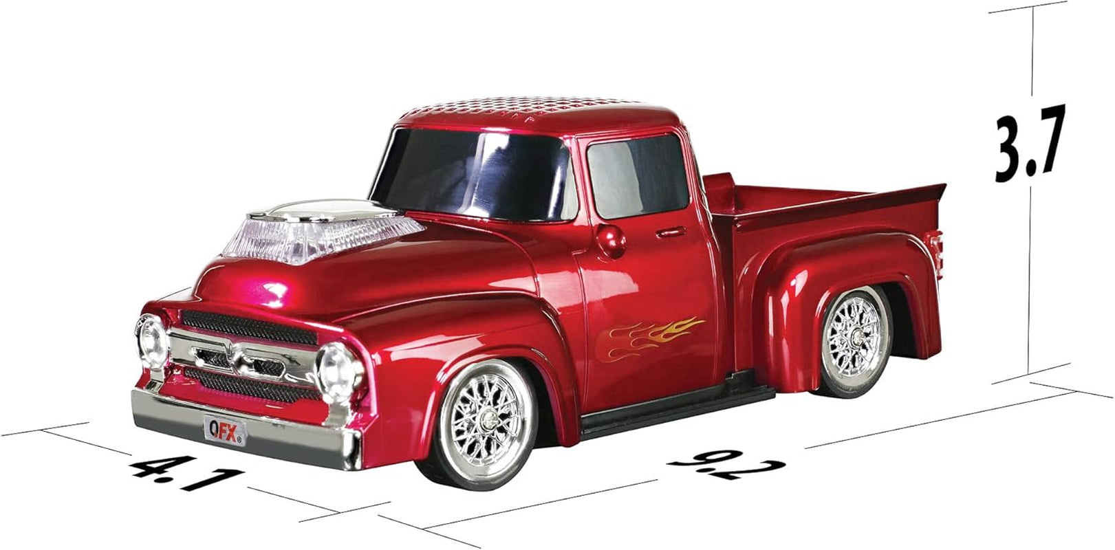 Bluetooth 1956 Pickup Truck Replica Speaker, 3-Inch Speakers, Hands Free Link, Built-In Microphone, FM Radio and LED Party Lights, Red - BT-1956 RD